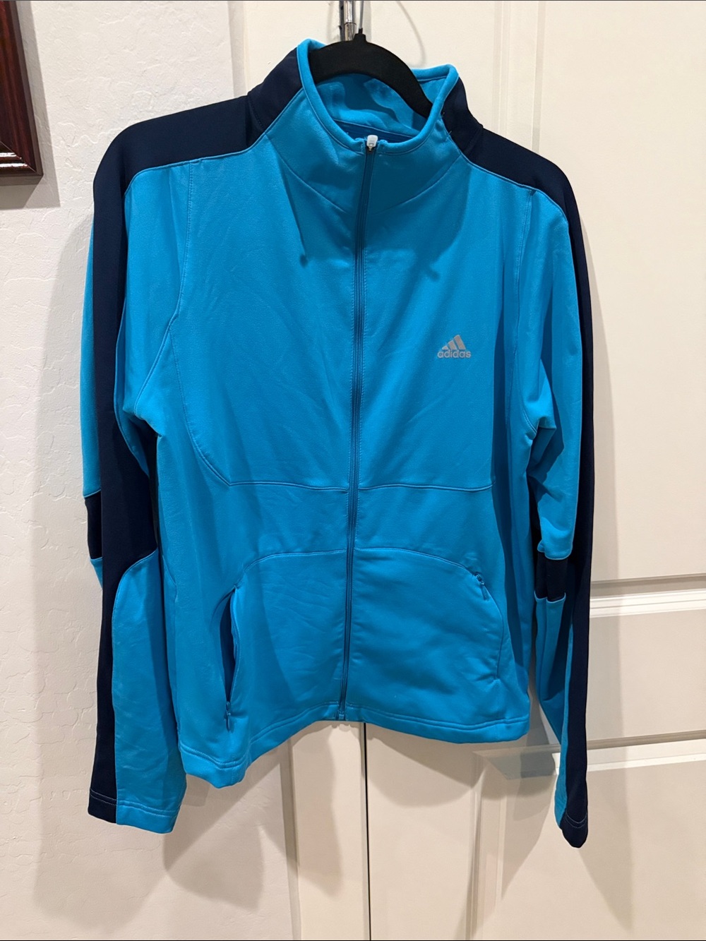 adidas Women's Turquoise and Navy Full-Zip Bomber Jacket
